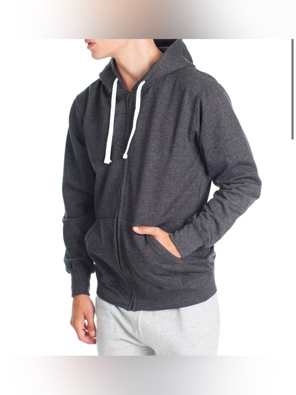 Fleece Factory Men’s Full Zip Hoodie in Charcoal Grey